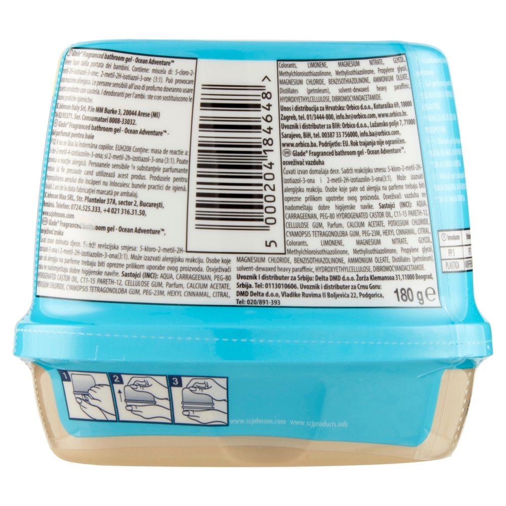 Glade Gel Bagno, Profumatore per Ambienti, Fragranza Ocean Adventure 180g